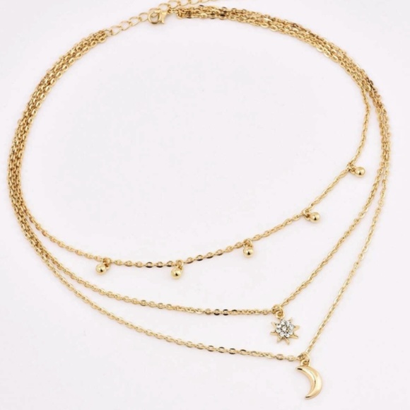 3/$21 Moon Sun Star Layered Necklace - Picture 3 of 5